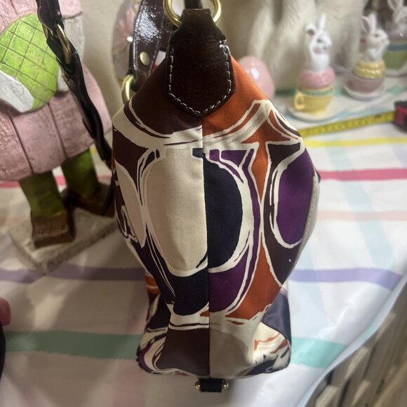 COACH Signature Hand Drawn Scarf Print ASHLEY Satchel Handbag Bag Purse F20034 - Picture 3 of 9